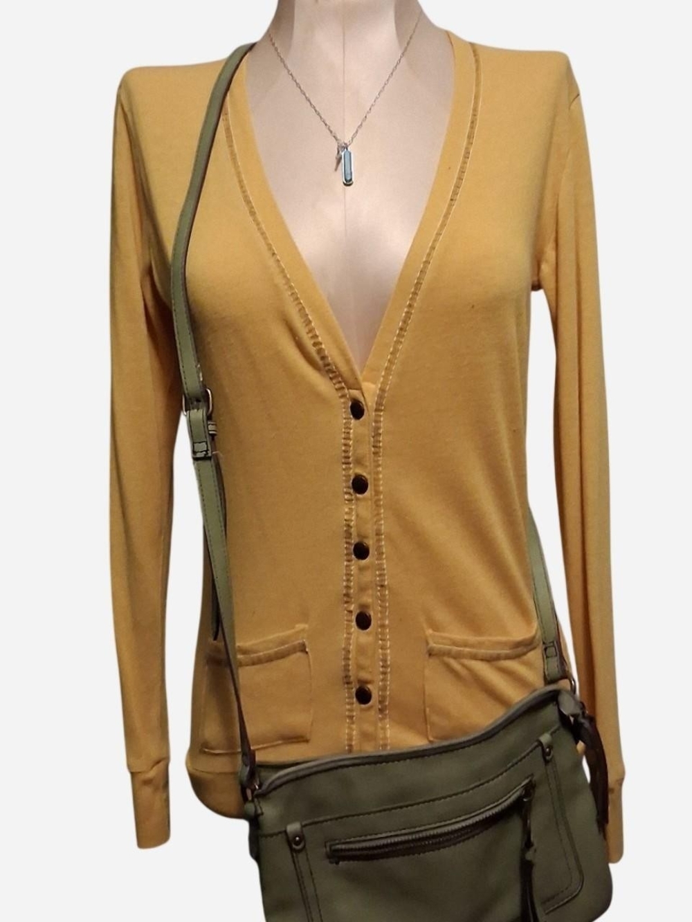Color Story Button Up With a.n.a  Crossbody Bag And Necklace